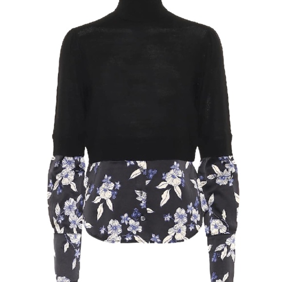 Veronica Beard | Nina Layered Slim-fit Jumper Mixed Media Sweater Silk Wool | S - Picture 3 of 13